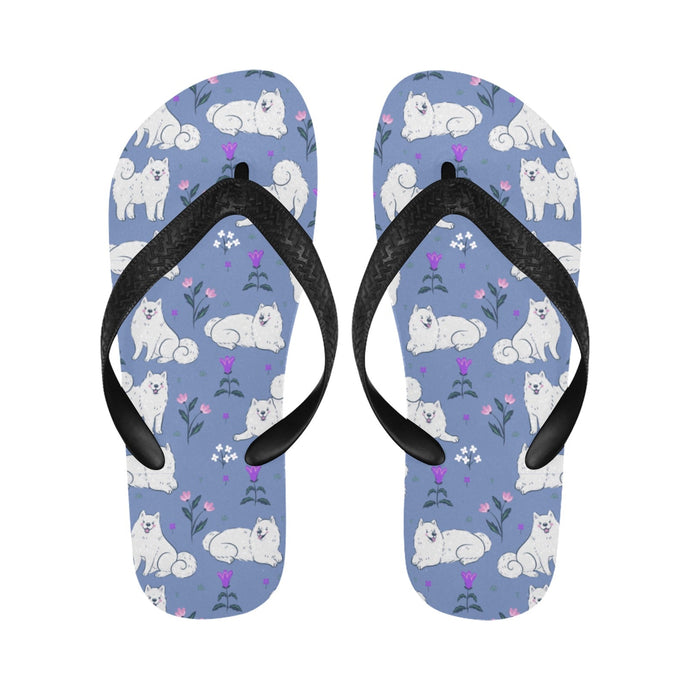 Flower Garden American Eskimo Dog Unisex Slippers-13