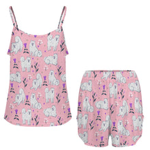 Load image into Gallery viewer, Flower Garden American Eskimo Dog Women&#39;s Cami and Shorts Pajama Set-14