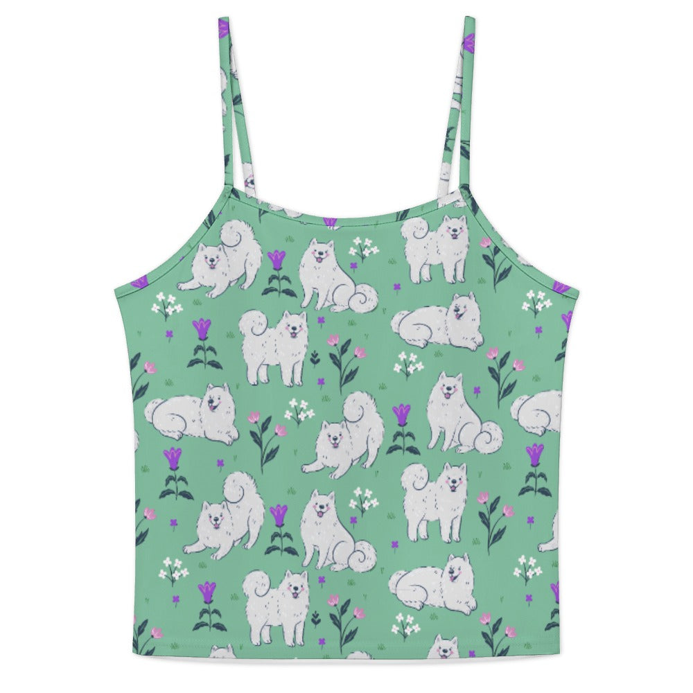 Flower Garden American Eskimo Dog Women's Cami and Shorts Pajama Set-17