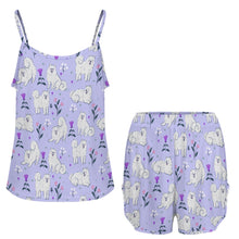 Load image into Gallery viewer, Flower Garden American Eskimo Dog Women&#39;s Cami and Shorts Pajama Set-6