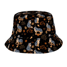 Load image into Gallery viewer, Flower Garden Australian Shepherd Bucket Hat-Hats &amp; Caps-Accessories,Australian Shepherd,Dog Dad Gifts,Dog Mom Gifts,Hats-Midnight Black-One Size-25