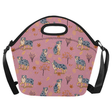 Load image into Gallery viewer, Flower Garden Australian Shepherd Neoprene Lunch Bag-Dusty Pink-ONESIZE-4