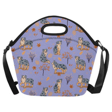 Load image into Gallery viewer, Flower Garden Australian Shepherd Neoprene Lunch Bag-Lavender Purple-ONESIZE-8
