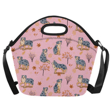 Load image into Gallery viewer, Flower Garden Australian Shepherd Neoprene Lunch Bag-Light Pink-ONESIZE-3