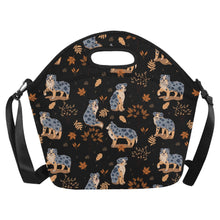 Load image into Gallery viewer, Flower Garden Australian Shepherd Neoprene Lunch Bag-Midnight Black-ONESIZE-10