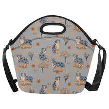 Load image into Gallery viewer, Flower Garden Australian Shepherd Neoprene Lunch Bag-Parisian Gray-ONESIZE-9