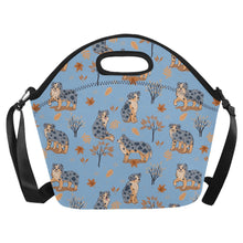 Load image into Gallery viewer, Flower Garden Australian Shepherd Neoprene Lunch Bag-Sky Blue-ONESIZE-5