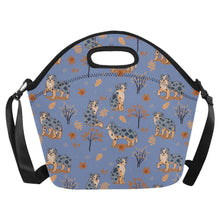 Load image into Gallery viewer, Flower Garden Australian Shepherd Neoprene Lunch Bag-Slate Blue-ONESIZE-6