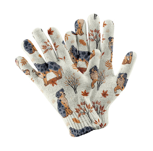 Flower Garden Australian Shepherd Touch Screen Gloves-Accessories-Accessories, Australian Shepherd, Dog Dad Gifts, Dog Mom Gifts, Gloves-White-1