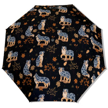 Load image into Gallery viewer, Flower Garden Australian Shepherd Umbrella-Daily Accessories-Midnight Black-One Size-16