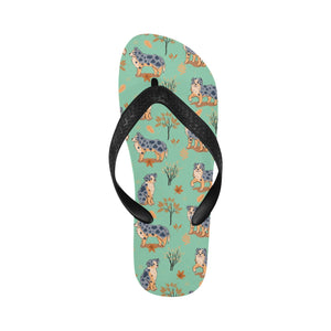 Flower Garden Australian Shepherd Unisex Slippers-16