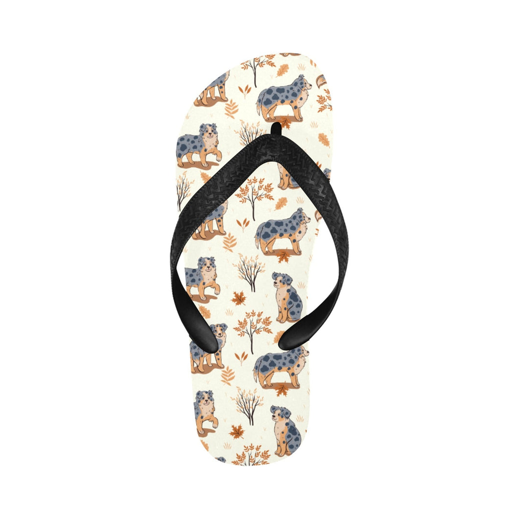 Flower Garden Australian Shepherd Unisex Slippers-Ivory-S-1