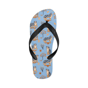 Flower Garden Australian Shepherd Unisex Slippers-LightSkyBlue-S-9