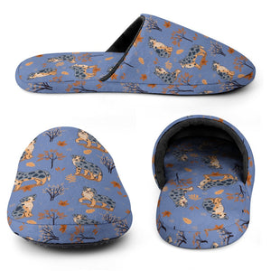 Flower Garden Australian Shepherd Women's Cotton Mop Slippers-23