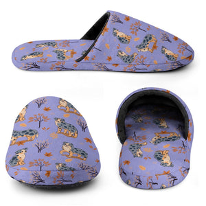Flower Garden Australian Shepherd Women's Cotton Mop Slippers-31