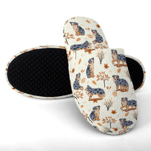 Flower Garden Australian Shepherd Women's Cotton Mop Slippers-5