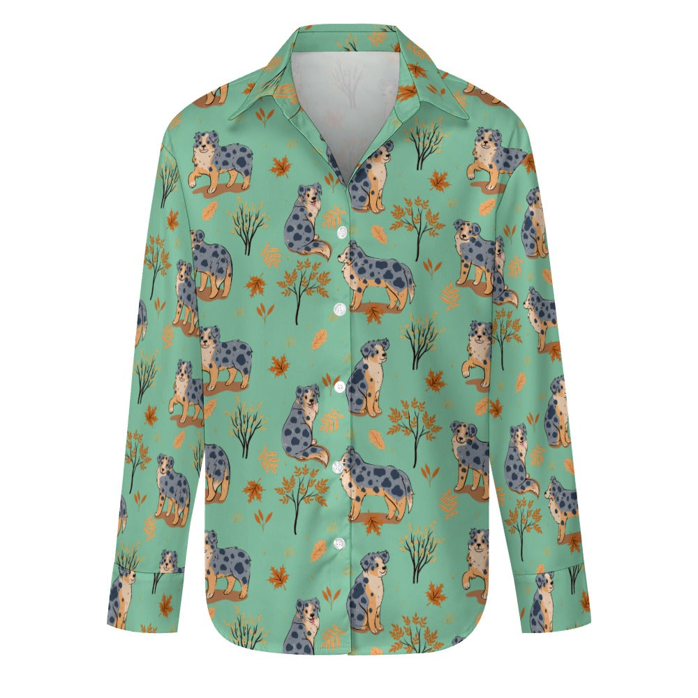 Flower Garden Australian Shepherd Women's Shirt-Apparel-Apparel,Australian Shepherd,Dog Mom Gifts,Shirt-19