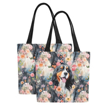 Load image into Gallery viewer, Flower Garden Bernese Mountain Dog Large Canvas Tote Bags - Set of 2-Accessories-Accessories, Bags, Bernese Mountain Dog-11