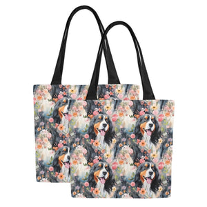 Flower Garden Bernese Mountain Dog Large Canvas Tote Bags - Set of 2-Accessories-Accessories, Bags, Bernese Mountain Dog-12