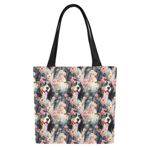 Flower Garden Bernese Mountain Dog Large Canvas Tote Bags - Set of 2-Accessories-Accessories, Bags, Bernese Mountain Dog-6