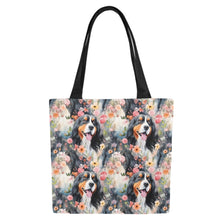Load image into Gallery viewer, Flower Garden Bernese Mountain Dog Large Canvas Tote Bags - Set of 2-Accessories-Accessories, Bags, Bernese Mountain Dog-7