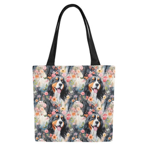 Flower Garden Bernese Mountain Dog Large Canvas Tote Bags - Set of 2-Accessories-Accessories, Bags, Bernese Mountain Dog-7