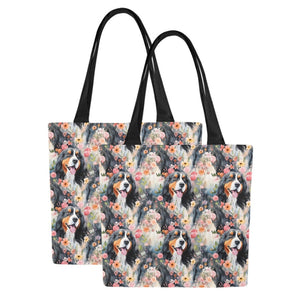 Flower Garden Bernese Mountain Dog Large Canvas Tote Bags - Set of 2-Accessories-Accessories, Bags, Bernese Mountain Dog-Maximum Bernese-3