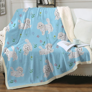 Flower Garden Bichon Frise Love Soft Warm Fleece Blankets - 4 Colors-Blanket-Bichon Frise, Blankets, Home Decor-Sky Blue-Small-3