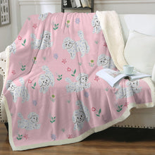 Load image into Gallery viewer, Flower Garden Bichon Frise Love Soft Warm Fleece Blankets - 4 Colors-Blanket-Bichon Frise, Blankets, Home Decor-Soft Pink-Small-1