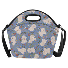 Load image into Gallery viewer, Flower Garden Bichon Frise Neoprene Lunch Bag-Slate Blue-ONESIZE-9