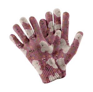 Flower Garden Bichon Frise Touch Screen Gloves-Accessories-Accessories, Bichon Frise, Dog Dad Gifts, Dog Mom Gifts, Gloves-Rose gold-2