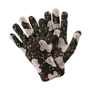 Flower Garden Bichon Frise Touch Screen Gloves-Accessories-Accessories, Bichon Frise, Dog Dad Gifts, Dog Mom Gifts, Gloves-Black-5