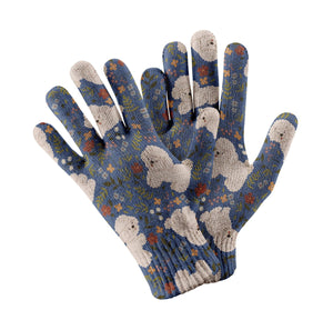 Flower Garden Bichon Frise Touch Screen Gloves-Accessories-Accessories, Bichon Frise, Dog Dad Gifts, Dog Mom Gifts, Gloves-Navy-3