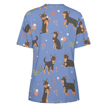 Load image into Gallery viewer, Flower Garden Black and Tan Chihuahua All Over Print Women&#39;s Cotton T-Shirt - 4 Colors-Apparel-Apparel, Chihuahua, Shirt, T Shirt-10