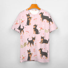 Load image into Gallery viewer, Flower Garden Black and Tan Chihuahua All Over Print Women&#39;s Cotton T-Shirt - 4 Colors-Apparel-Apparel, Chihuahua, Shirt, T Shirt-11
