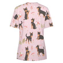 Load image into Gallery viewer, Flower Garden Black and Tan Chihuahua All Over Print Women&#39;s Cotton T-Shirt - 4 Colors-Apparel-Apparel, Chihuahua, Shirt, T Shirt-13