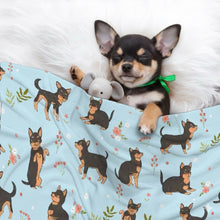 Load image into Gallery viewer, Flower Garden Black and Tan Chihuahua Blanket for Dog-Pet Furniture-Blankets,Chihuahua,Home Decor-1