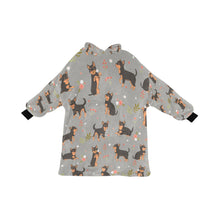 Load image into Gallery viewer, Flower Garden Black and Tan Chihuahua Blanket Hoodie for Women-Apparel-Apparel, Blankets-DarkGray-ONE SIZE-13