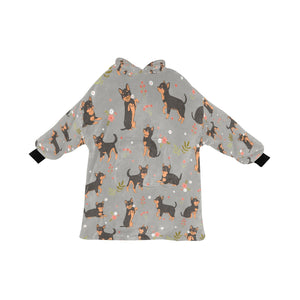 Flower Garden Black and Tan Chihuahua Blanket Hoodie for Women-Apparel-Apparel, Blankets-DarkGray-ONE SIZE-13