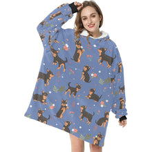 Load image into Gallery viewer, Flower Garden Black and Tan Chihuahua Blanket Hoodie for Women-Apparel-Apparel, Blankets-3