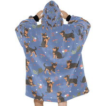 Load image into Gallery viewer, Flower Garden Black and Tan Chihuahua Blanket Hoodie for Women-Apparel-Apparel, Blankets-4
