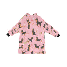 Load image into Gallery viewer, Flower Garden Black and Tan Chihuahua Blanket Hoodie for Women-Apparel-Apparel, Blankets-Pink-ONE SIZE-5