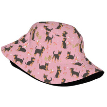 Load image into Gallery viewer, Flower Garden Black and Tan Chihuahua Bucket Hat-Hats &amp; Caps-Accessories,Chihuahua,Dog Dad Gifts,Dog Mom Gifts,Hats-26