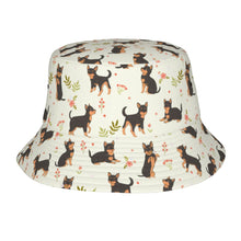Load image into Gallery viewer, Flower Garden Black and Tan Chihuahua Bucket Hat-Hats &amp; Caps-Accessories,Chihuahua,Dog Dad Gifts,Dog Mom Gifts,Hats-Ivory White-One Size-33