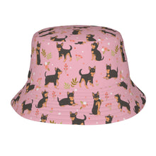 Load image into Gallery viewer, Flower Garden Black and Tan Chihuahua Bucket Hat-Hats &amp; Caps-Accessories,Chihuahua,Dog Dad Gifts,Dog Mom Gifts,Hats-Light Pink-One Size-25