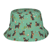 Load image into Gallery viewer, Flower Garden Black and Tan Chihuahua Bucket Hat-Hats &amp; Caps-Accessories,Chihuahua,Dog Dad Gifts,Dog Mom Gifts,Hats-Mint Green-One Size-9
