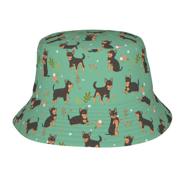 Flower Garden Black And Tan Chihuahua Bucket Hat Mint Green One Size 9 360x