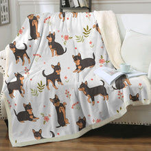 Load image into Gallery viewer, Flower Garden Black and Tan Chihuahua Soft Warm Fleece Blanket-Blanket-Blankets, Chihuahua, Home Decor-13