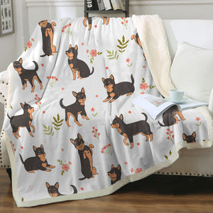Flower Garden Black and Tan Chihuahua Soft Warm Fleece Blanket-Blanket-Blankets, Chihuahua, Home Decor-13