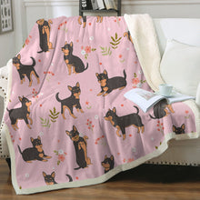 Load image into Gallery viewer, Flower Garden Black and Tan Chihuahua Soft Warm Fleece Blanket-Blanket-Blankets, Chihuahua, Home Decor-14